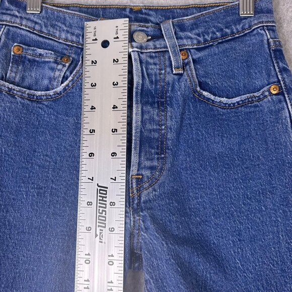 Levis 501 S Premium Jeans Womens 24x30 Raw Hem Big E Button Fly 90s Skinny VTG - Picture 3 of 15